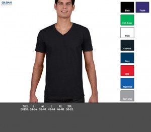 64V00 v-neck t-shirt - £9.99. Taped neck and shoulders, Euro style fit/tubular knit, Preshrunk Jersey knit, 100% Cotton pre-shrunk jersey knit. 150gsm.