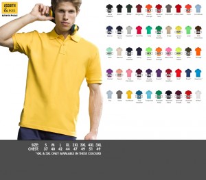 AQ010 Men's Polo - £11.99. Classic fit polo, short sleeves, 2 button placket, side vents, Knitted collar and cuffs, 100% Ringspun combed cotton. 200gsm.