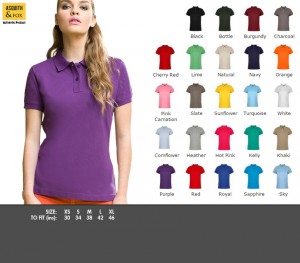 AQ020 Women's Polo - £11.99. Classic fit polo, short sleeves, 2 button placket, side vents, Knitted collar and cuffs, 100% Ringspun combed cotton.200gsm.