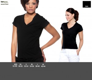 KK512 Women's Stretch V-Neck - £12.99. Short Sleeve, Elastane fabric for enhanced fit, Narrow mitred v-neck, Shaped side seams, 95% Cotton, 5% Elastane, 200gsm.