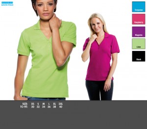KK732 Sophia v-neck polo From £10.99. Taped back neck, 2 button placket, Cuffed sleeves, 98% Cotton, 2% Lycra® piqué, 210gsm.
