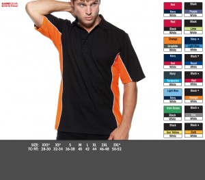 KK475 Track Polo From £13.99. Unisex Fit, Half moon yoke, Open sleeves, Taped back neck, 65% Polyester, 35% Cotton